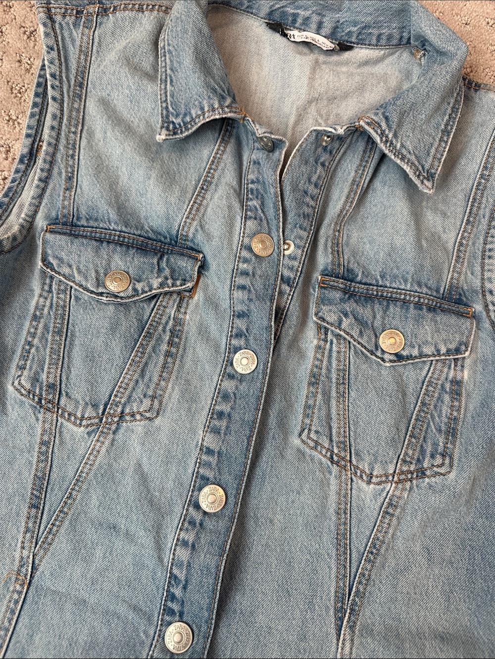 Zara Light Blue Denim Mini Dress - Picture 3 of 5
